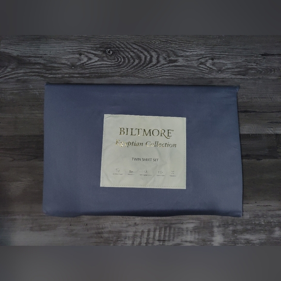 Biltmore Egyptian 625 Thread Count Sheet Collection Twin Sheet Set Blue Gray - Picture 2 of 6